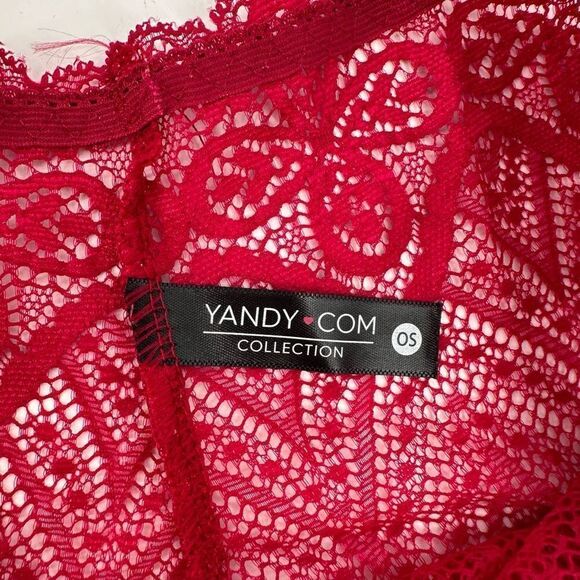 NWOT Yandy Lace Boy Shorts & Bralette Cami Raspberry Pink Size Small Set - Picture 4 of 7